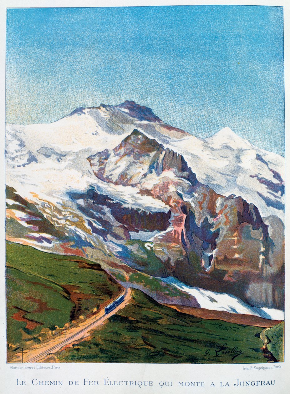 The Electric Railroad to Mount Jungfrau, Swiss Alps by Gustave Francois Lasellaz