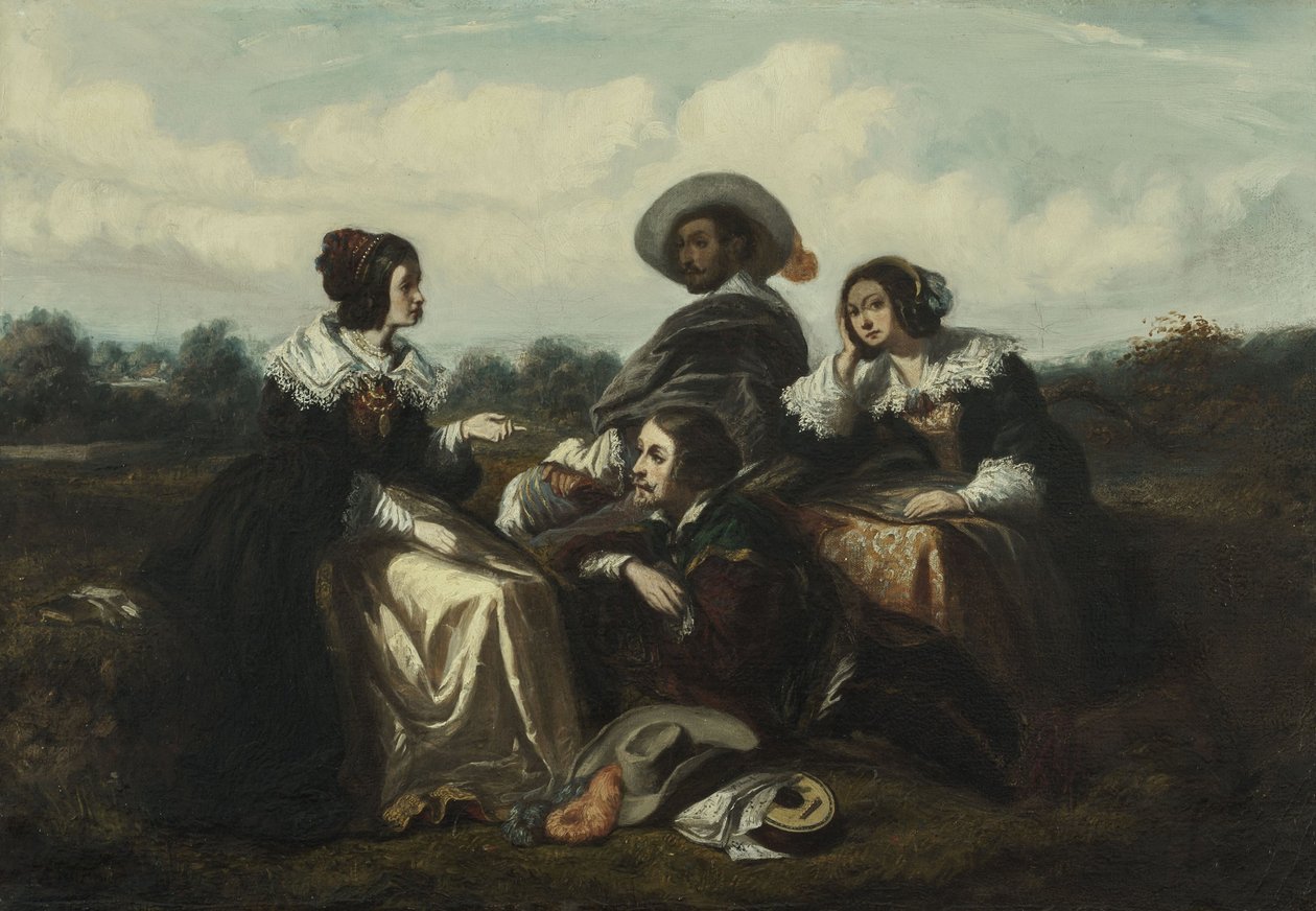 The Story. Characters in Louis XIII Costume, ca. 1830 by Gustave François Morin