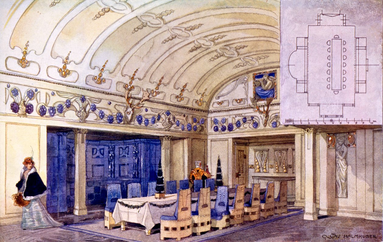 German Dining Hall, early 20th century by Gustave Halmhuber