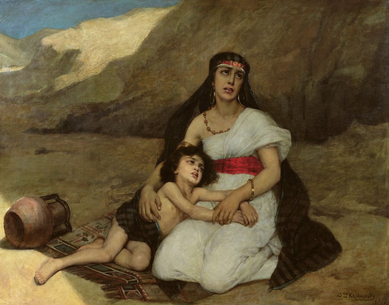Arabic Woman and Her Child by Gustave Krabansky