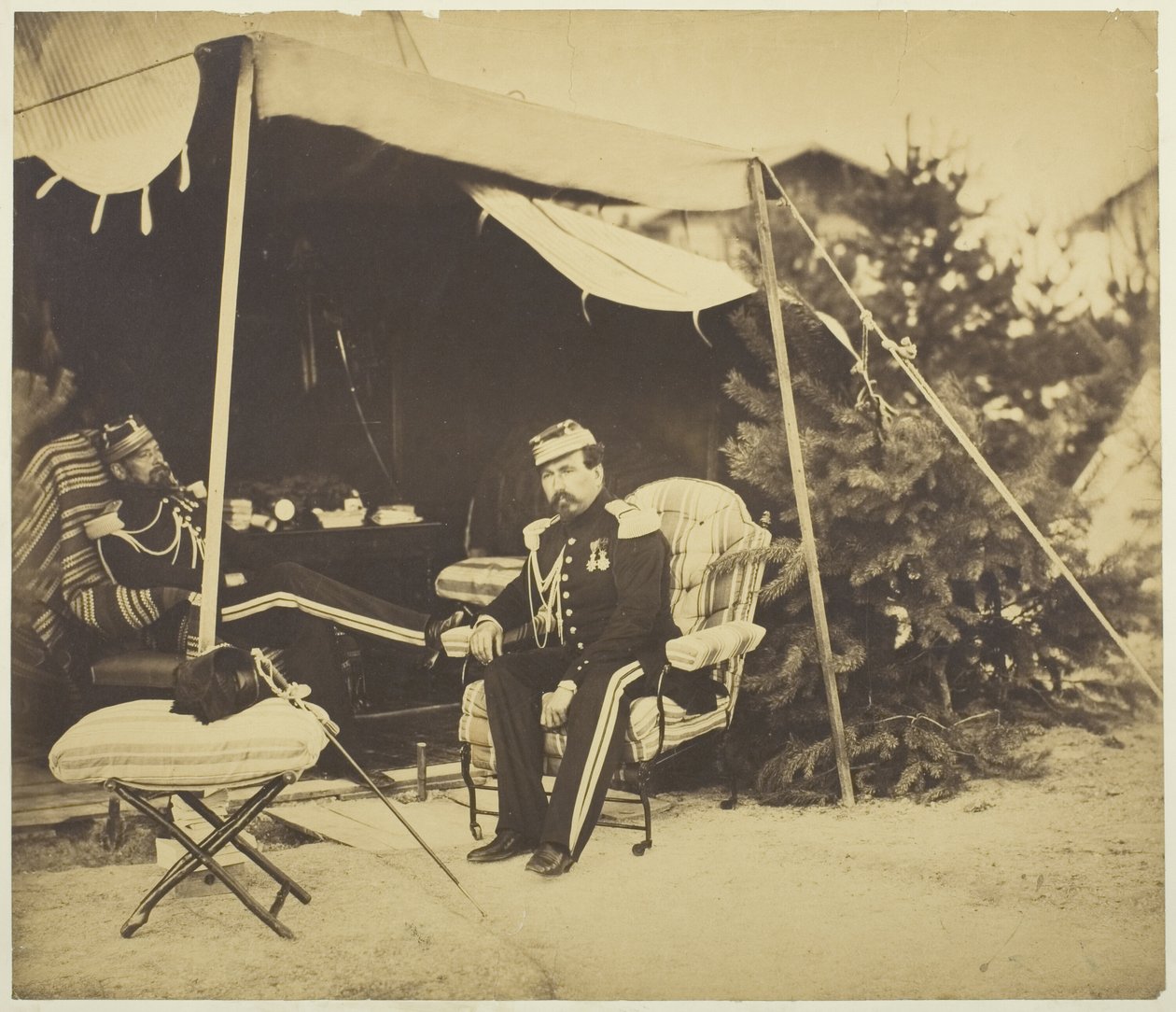 Officers Seated at a Tent, Camp de Châlons by Gustave Le Gray