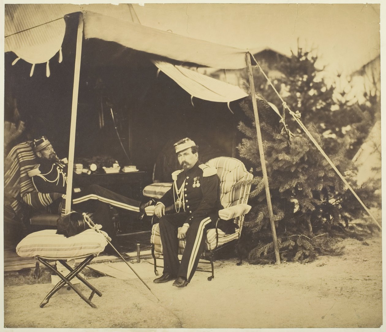 Officers Seated at a Tent, Camp de Châlons, 1857 by Gustave Le Gray