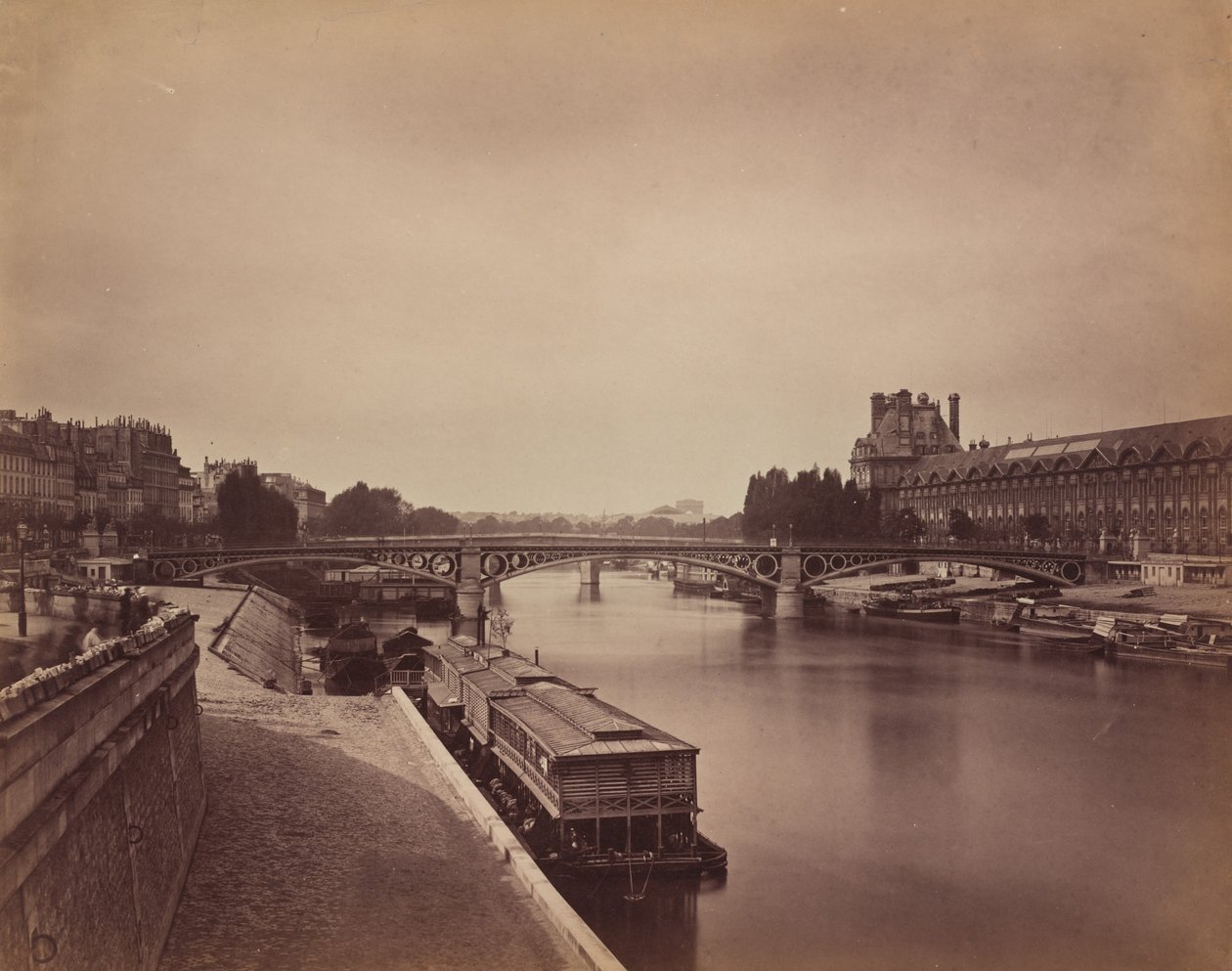The Pont du Carrousel, Paris: View to the West from the Pont des Arts, 1856-1858 by Gustave Le Gray