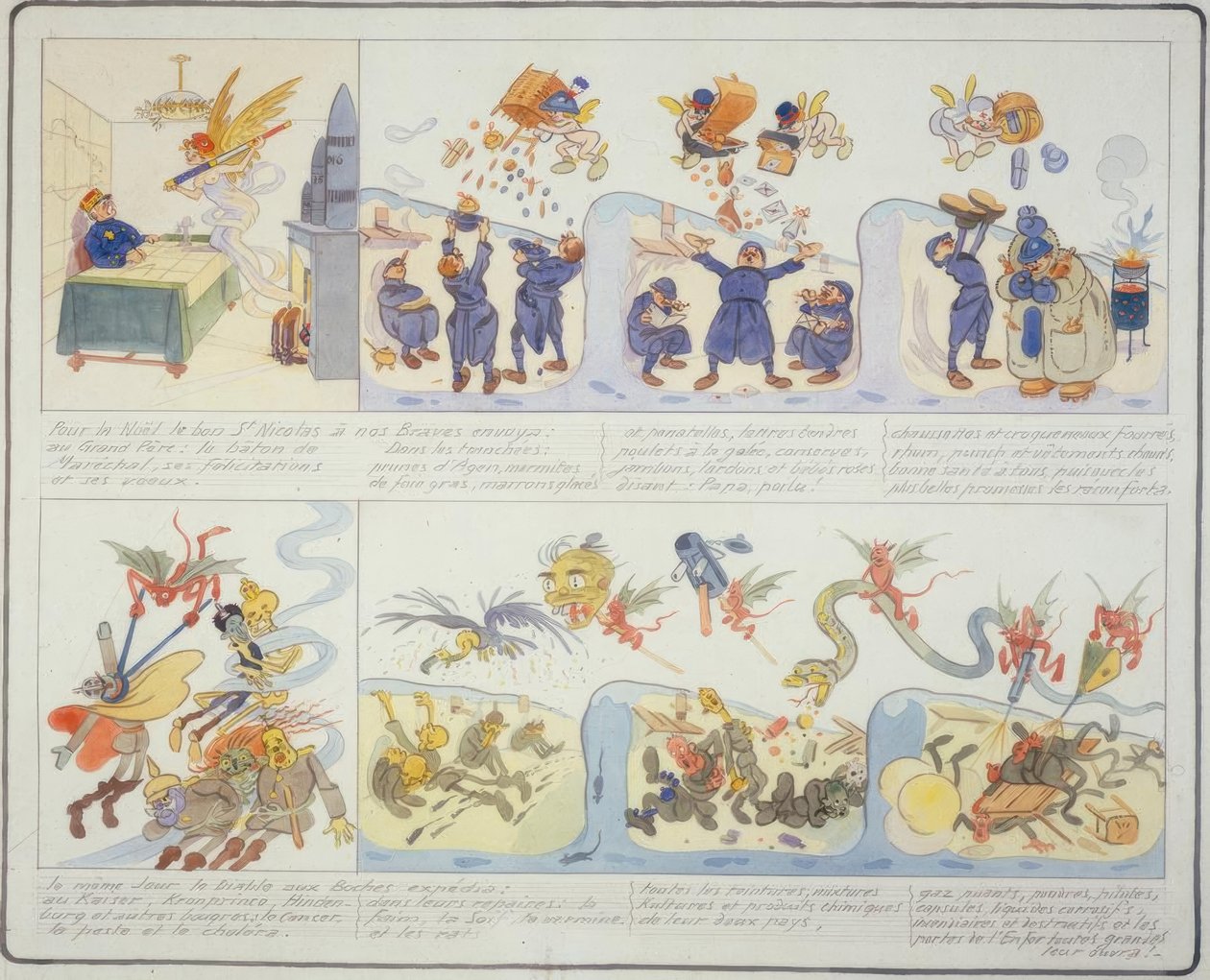 World War I / Christmas 1916 / French Caricature by Gustave Wendt