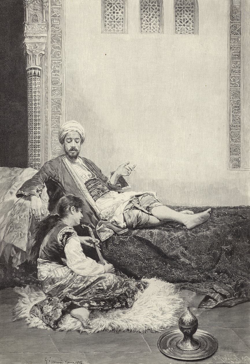 In the Harem (engraving) by Gustavo Simoni