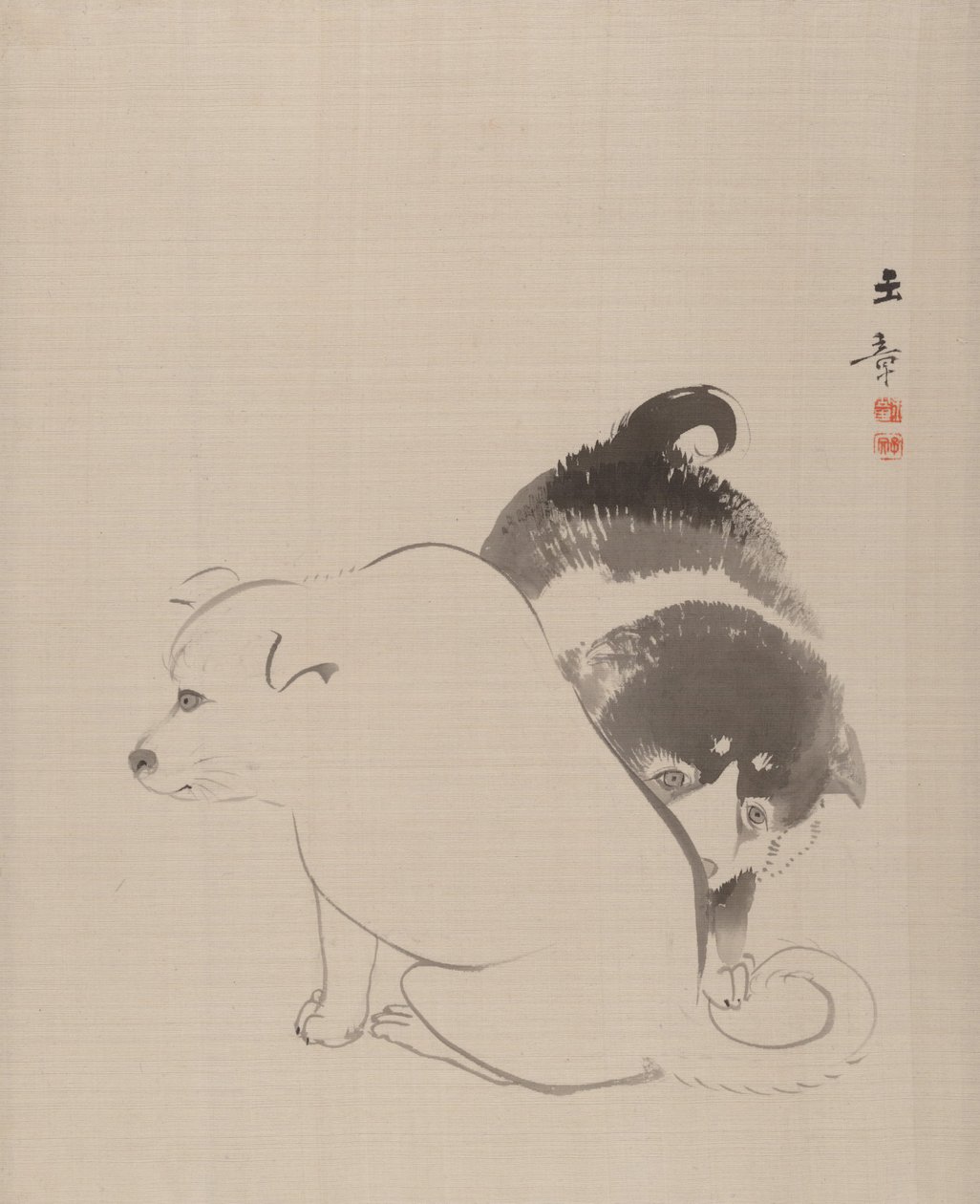 A Pair of Puppies by Gyokusho Kawabata