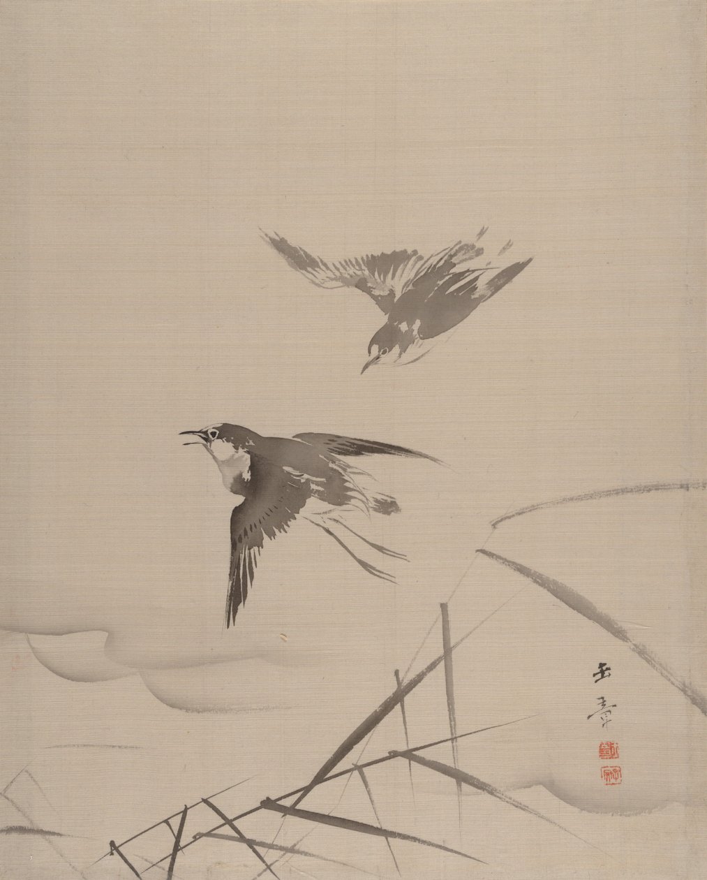 Small Birds and Bamboo by Gyokusho Kawabata