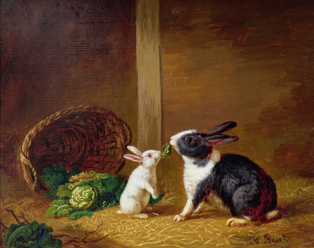 Two Rabbits by H. Baert