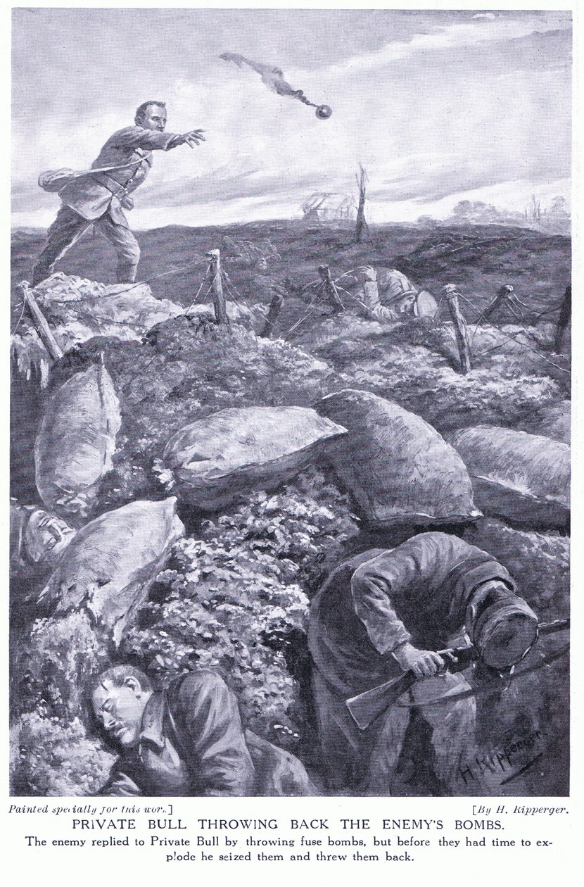 Private Bull Bombing the Enemy Under Heavy Fire by H. Ripperger
