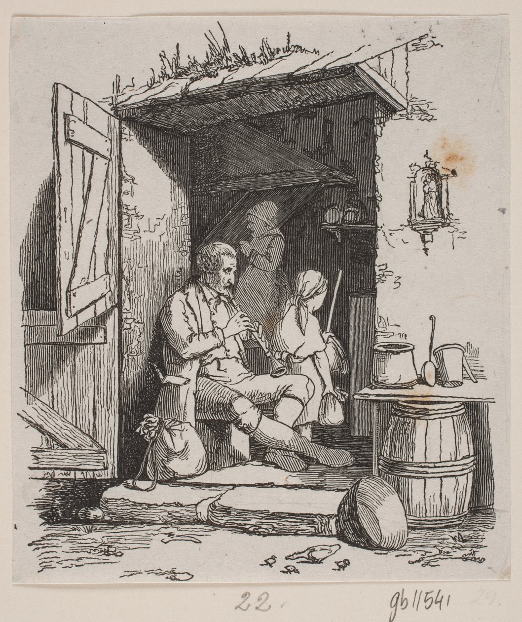 An Italian Musician Sitting in an Open Door by H. C. Henneberg