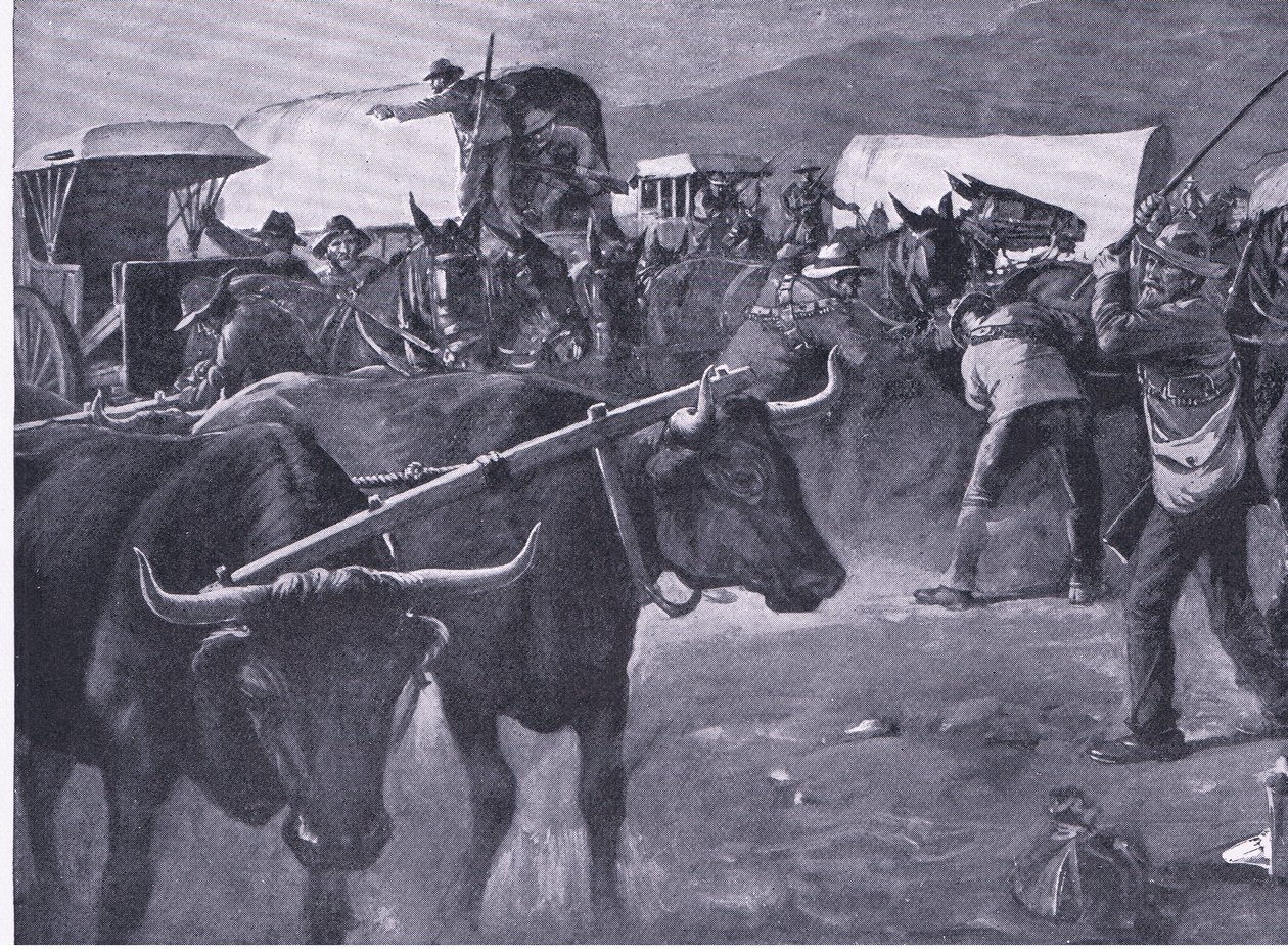 A hurried inspan (illustration from After Pretoria: The Guerilla War) by H. Dixon
