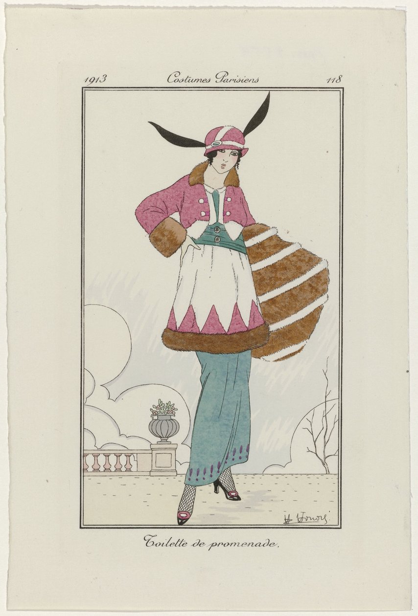 Journal des Dames et des Modes: The Fashion Illustrators, 1913, No. 118: Promenade Outfit by H. Honore