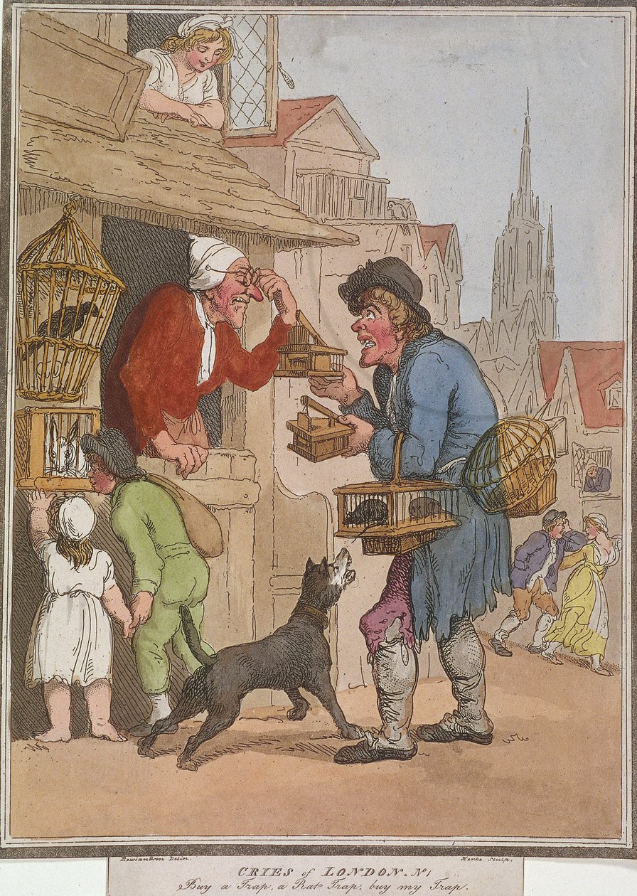 Buy a Trap, a Rat Trap, Buy My Trap, Plate I of Cries of London, 1799 by H Merke