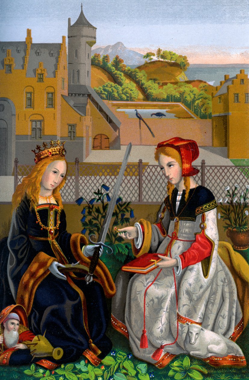 Saint Catherine of Alexandria by H Moulin: Fine art print