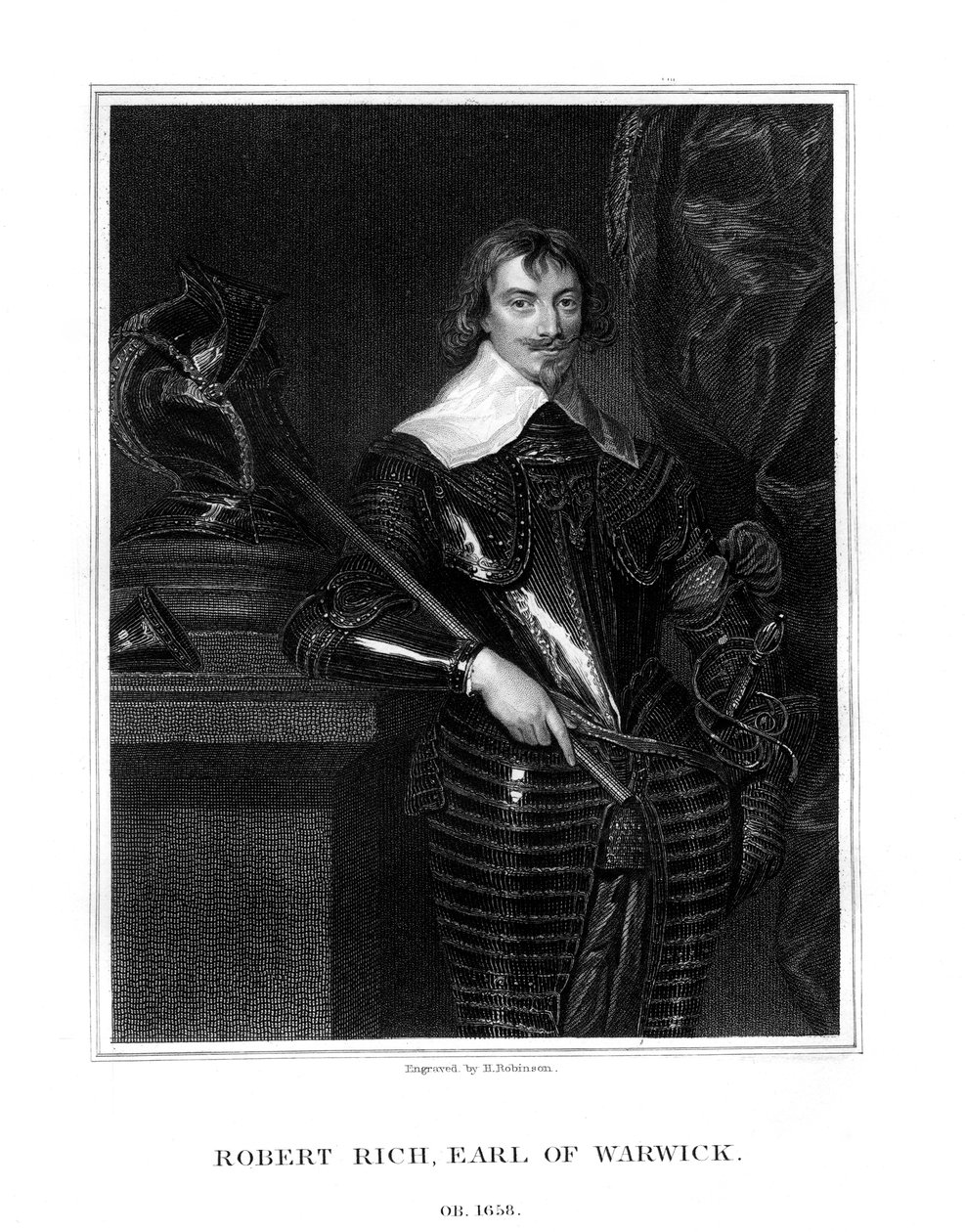 Robert Rich, 2nd Earl of Warwick, English colonial administrator, 1827 by H. Robinson