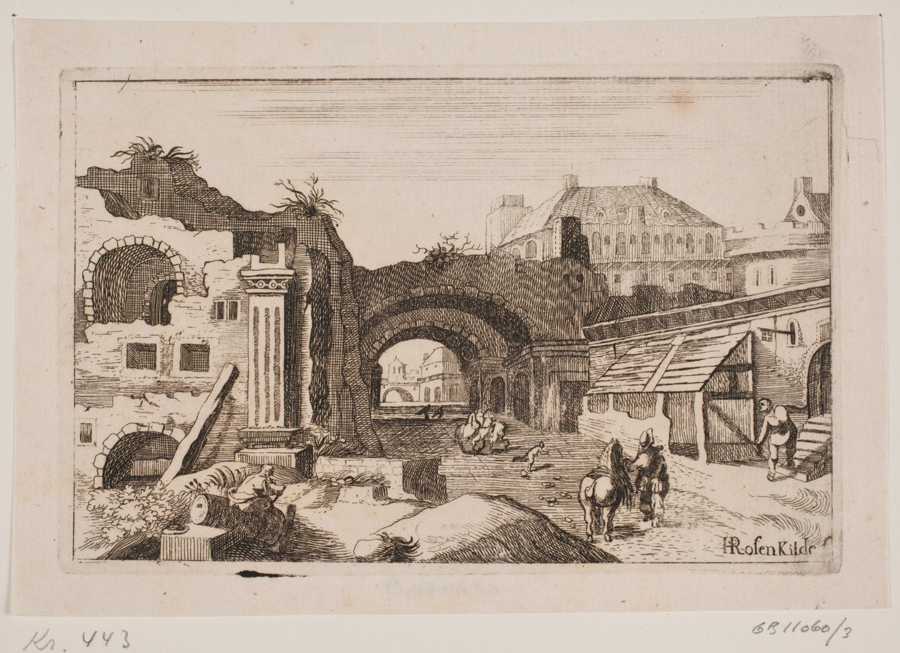 City Interior with Ruins of Classical Buildings by H. Rosenkilde
