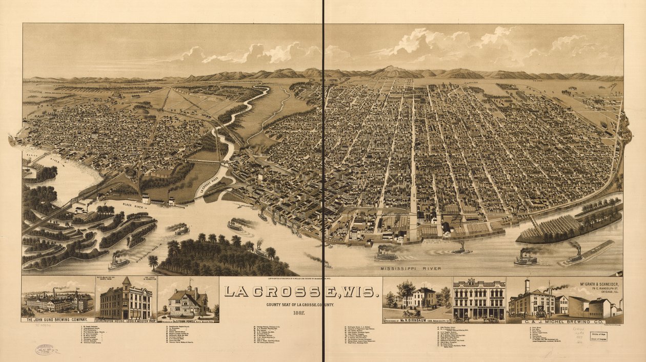 La Crosse, Wis., County Seat of La Crosse County 1887 by H. Wellge