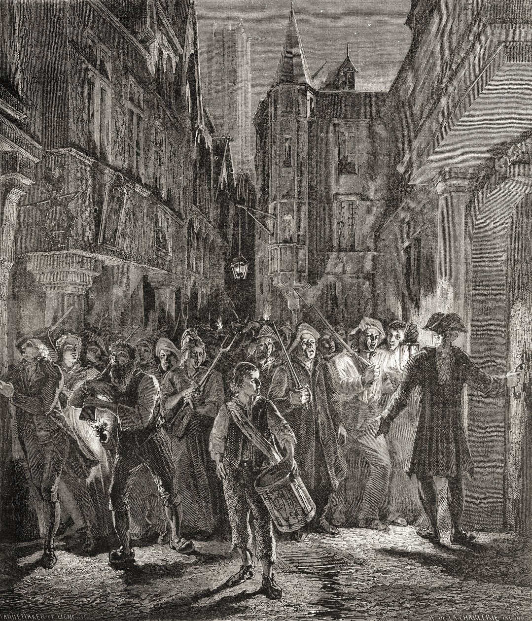 Paris guarded by the people, engraved by Pannemaker-Ligny by H. de la (after) Charlerie
