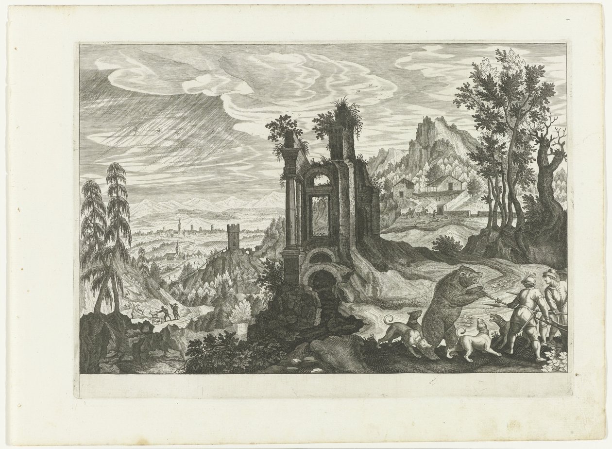 Landscape with Bear Hunt by H. van Schuppen