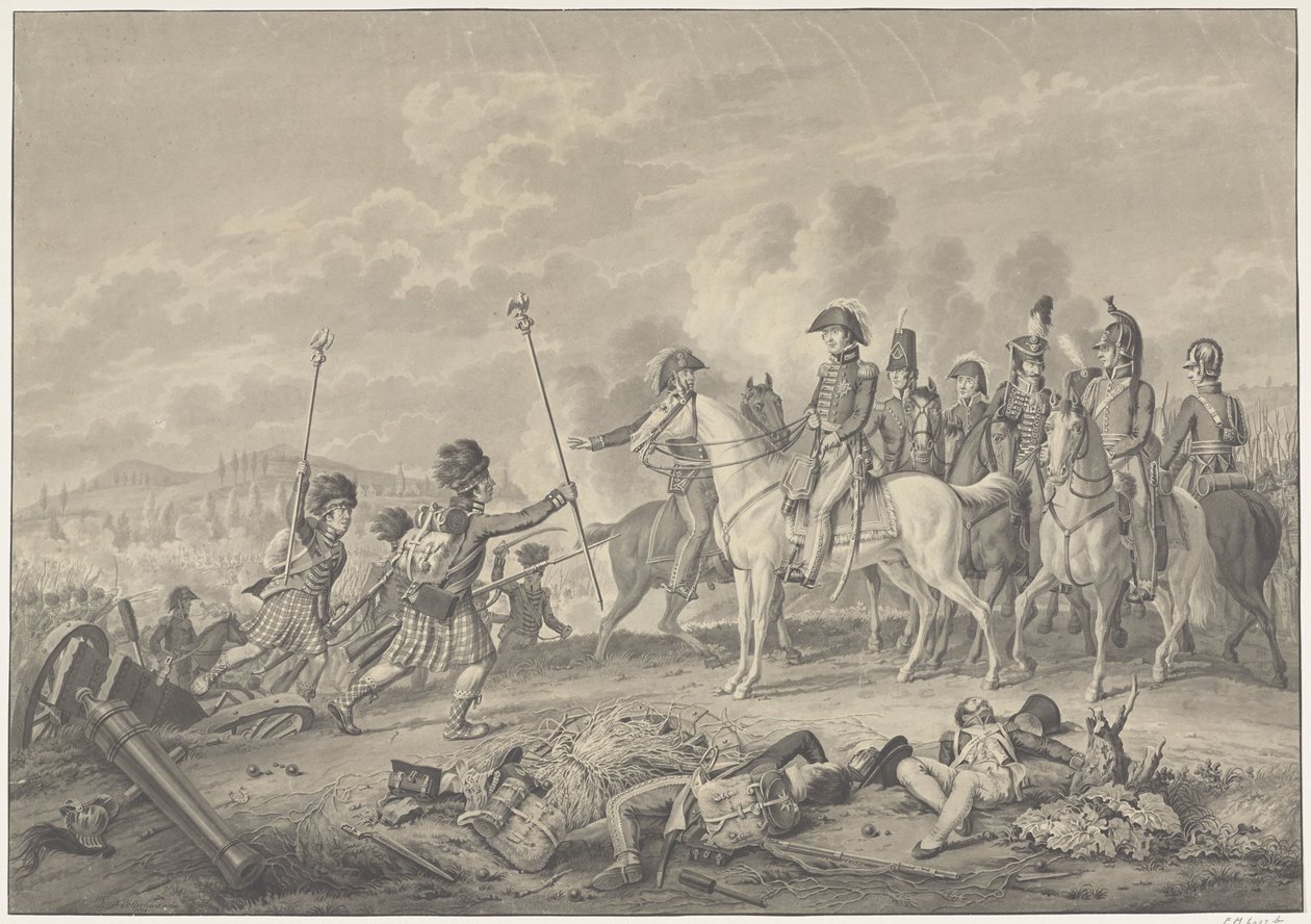 Duke of Wellington Receiving Two Captured French Standards with Eagles during the Battle of Waterloo, 1815 by Haatje Pieters Oosterhuis
