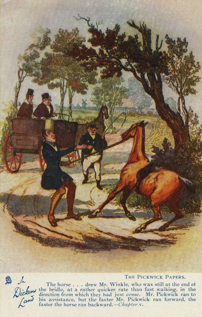 In Dickens Land - The Pickwick Papers Postcard, c.1905 by Hablot Knight Browne