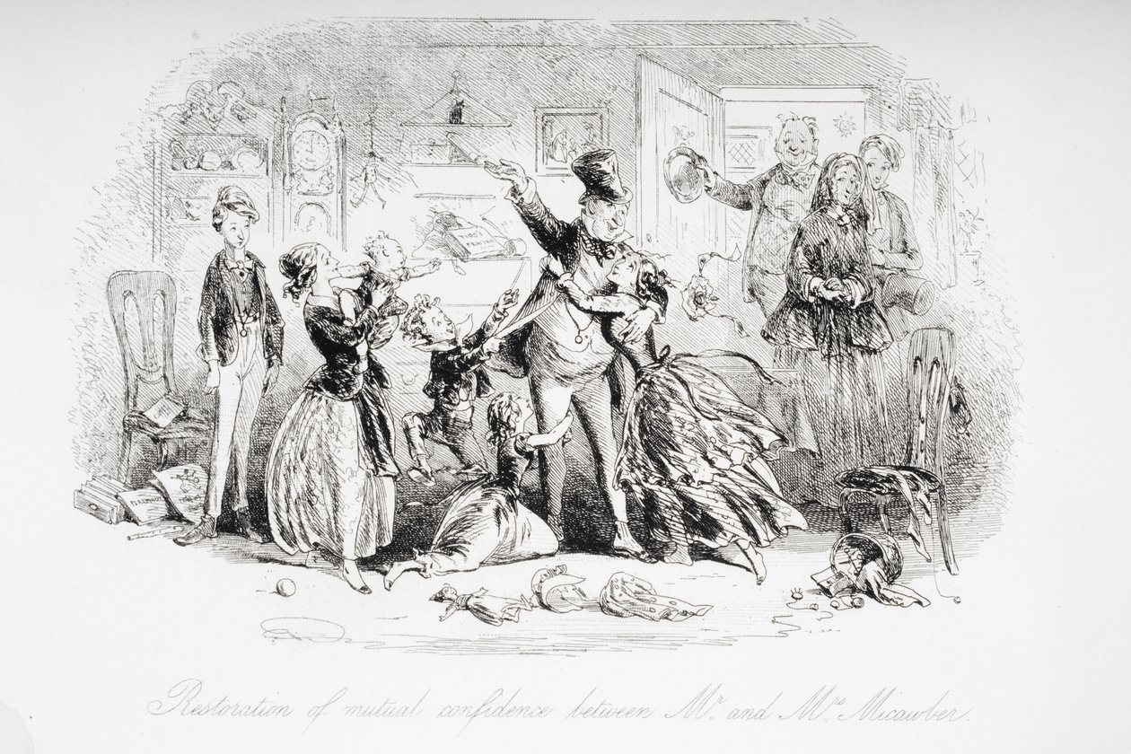 Restoration of Mutual Confidence Between Mr. and Mrs. Micawber, Illustration from 