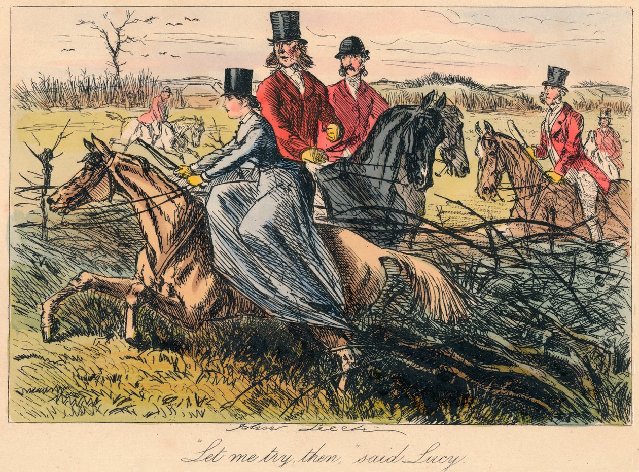 Let me try them, said Lucy by Hablot Knight Browne