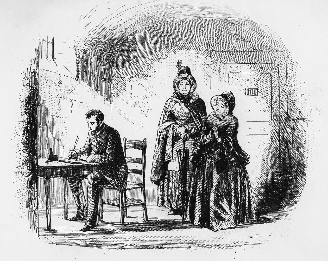 Mrs. Bagnet returns from her expedition, illustration from 