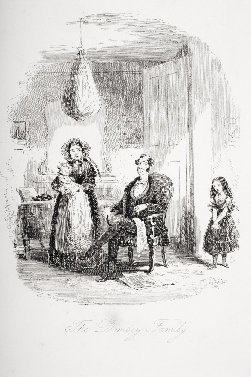 The Dombey Family, illustration from Dombey and Son by Charles Dickens (1812-70) first published 1848 by Hablot Knight Browne
