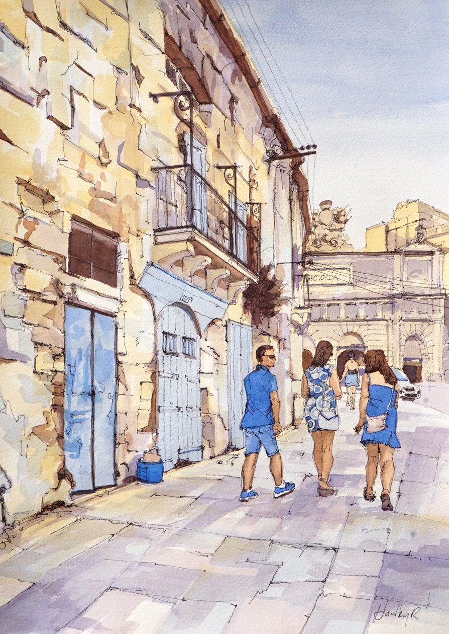Threesome in Blue, Valletta, Malta, c.2024 by Hadley Rampton