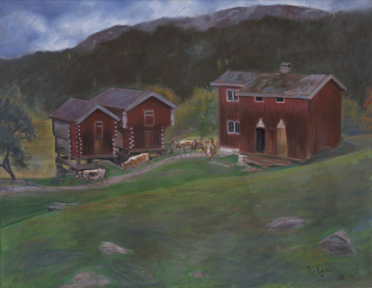 Farmyard at Åse in Telemarken, Norway by Halfdan Egedius