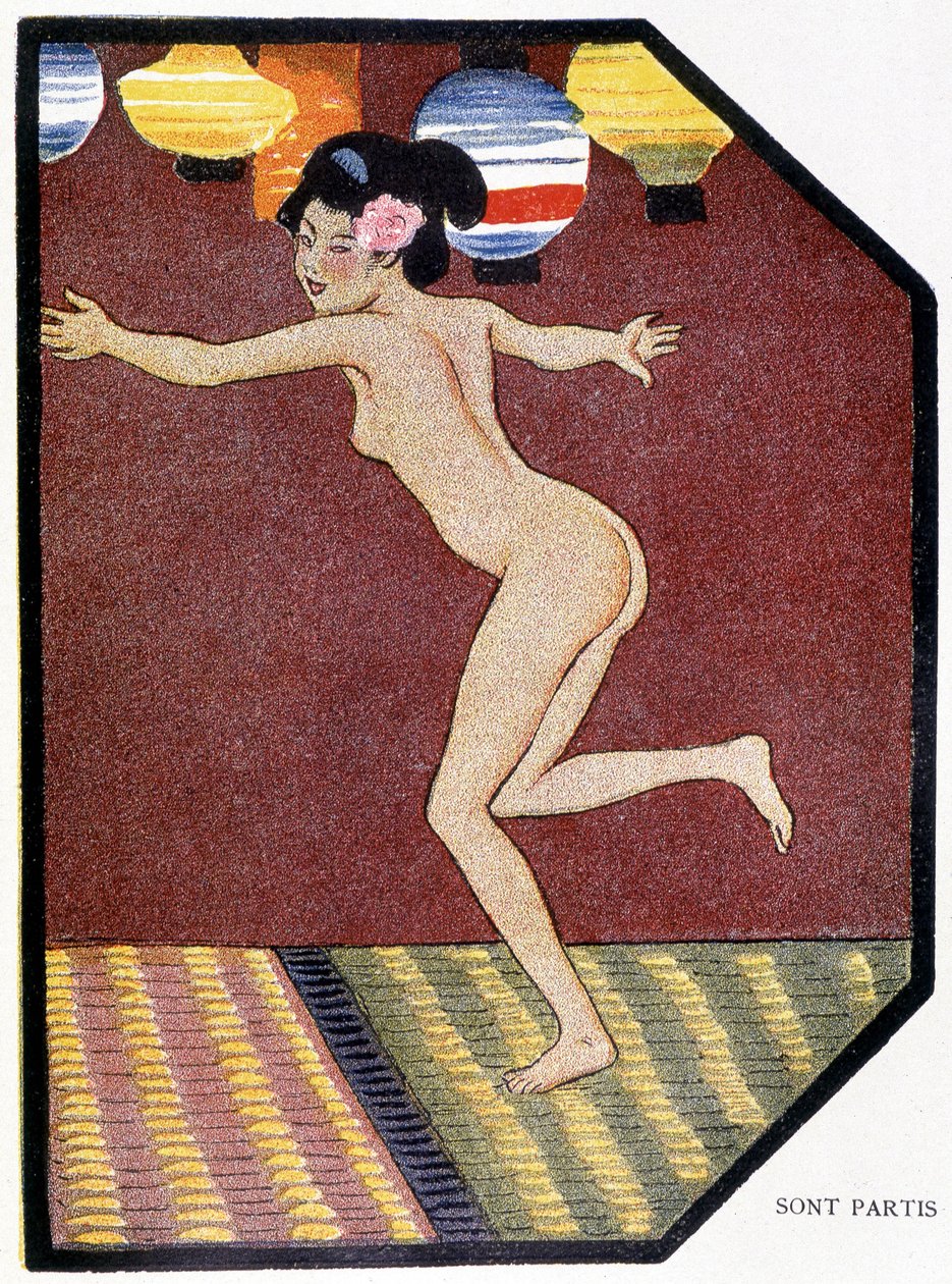 Young Japanese nude dancing - in Japanese doll by Félicien Champsaur, ill. Hanafusa Itcho, Paris by Hanabusa Itcho