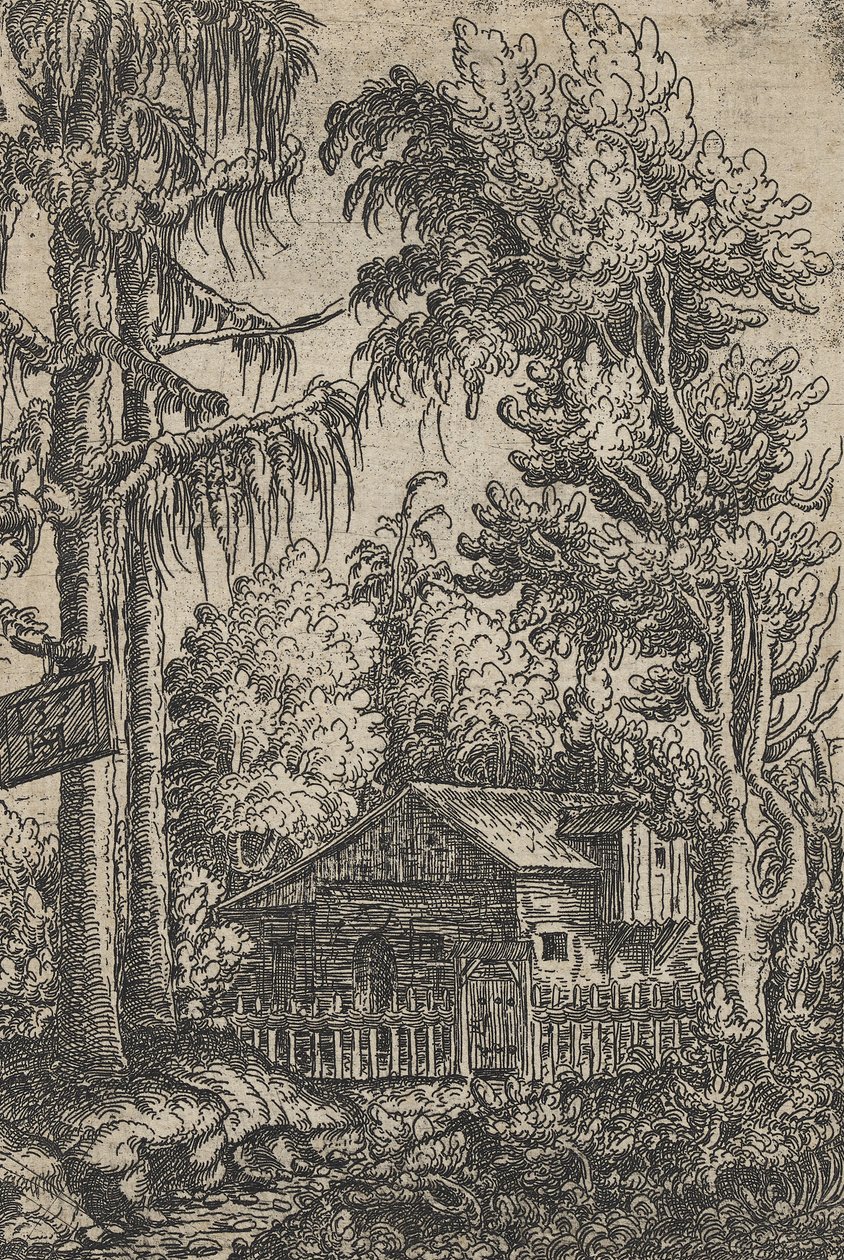 A Cabin and Two Pines by Hanns Sebald Lautensack