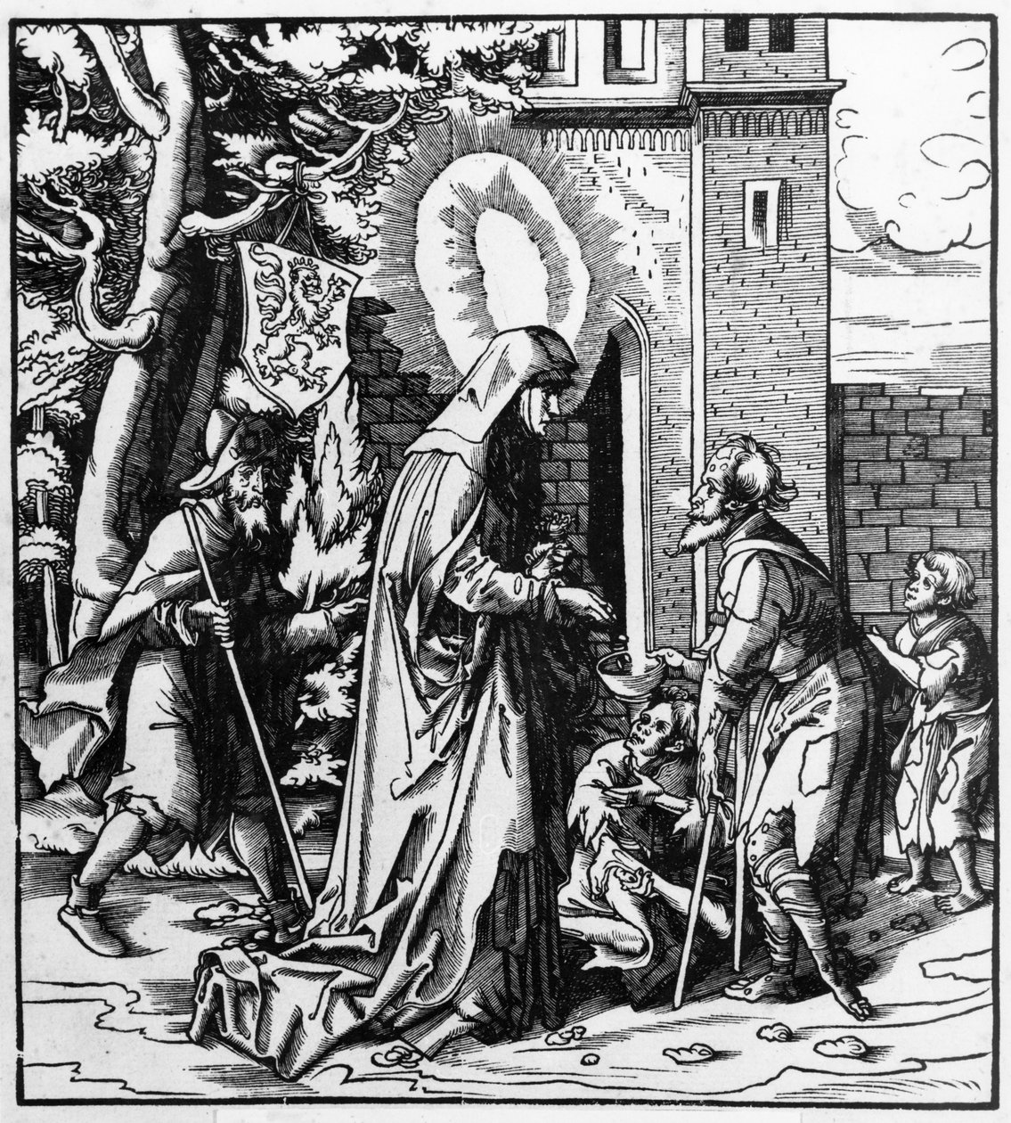 St. Iduberge helping lepers by Hans Burgkmair