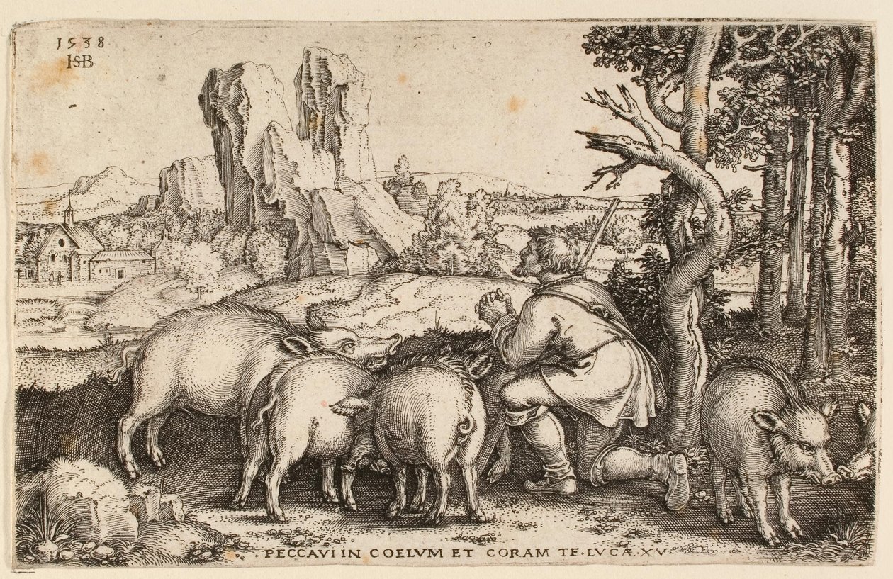 The Prodigal Son with the Swine, 1538 by Hans Sebald Beham