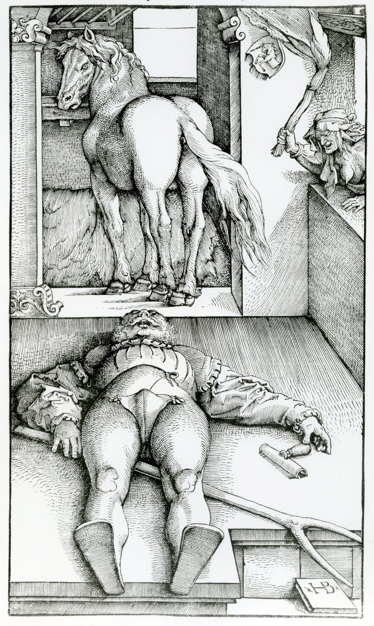 Sleeping Groom and Sorceress by Hans (after) Baldung Grien