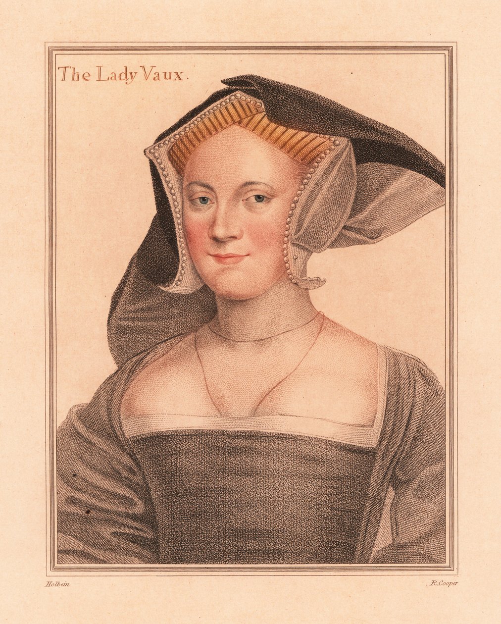 Elizabeth Cheney, Lady Vaux (engraving) by Hans (after) Holbein the Younger
