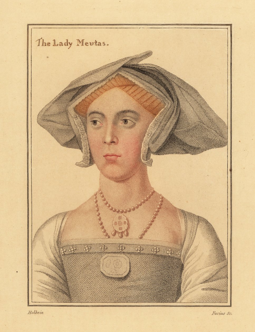 Joan, Lady Meutas, lady in waiting to Jane Seymour by Hans (after) Holbein the Younger