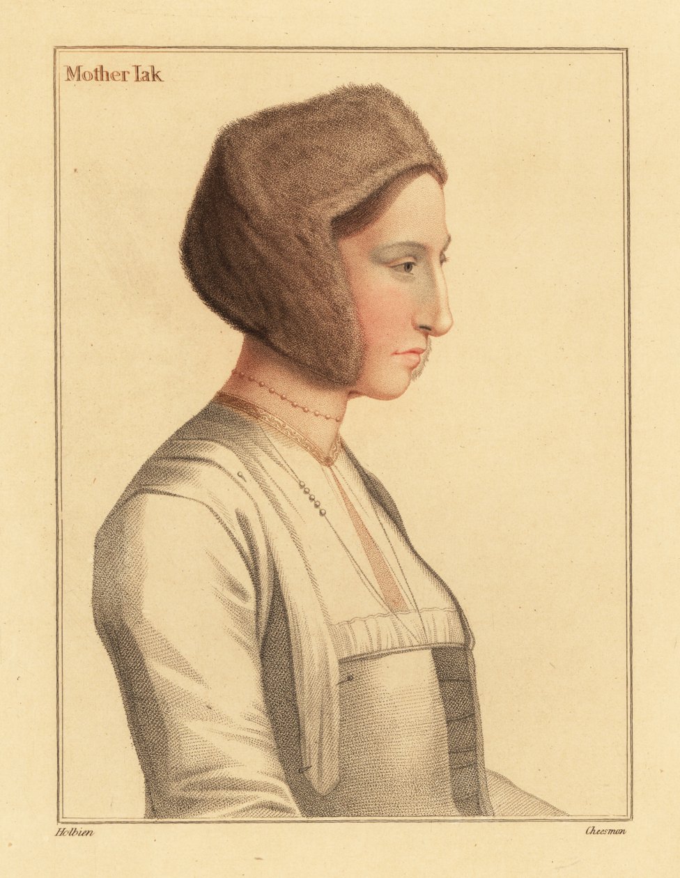 Margaret Clement, foster daughter of Thomas More (engraving) by Hans (after) Holbein the Younger