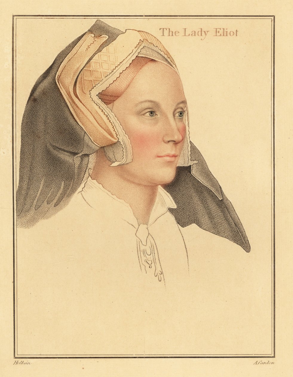 Margaret, Lady Elyot, died 1569 (engraving) by Hans (after) Holbein the Younger