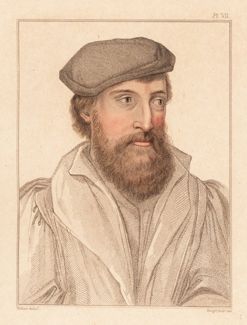 Portrait of an unknown man, court of King Henry VIII, c. 1532 (engraving) by Hans (after) Holbein the Younger