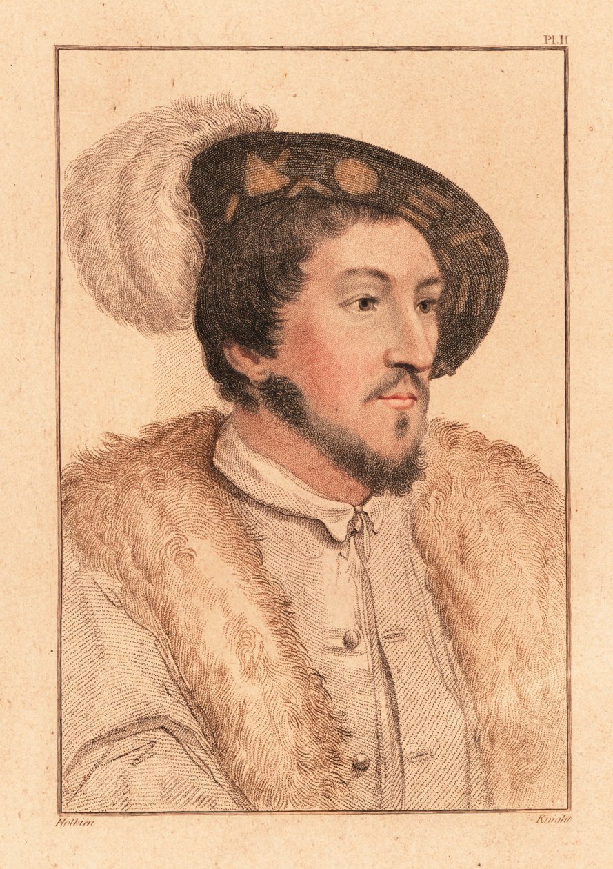 Portrait of an unknown man, court of King Henry VIII, c. 1532 (engraving) by Hans (after) Holbein the Younger