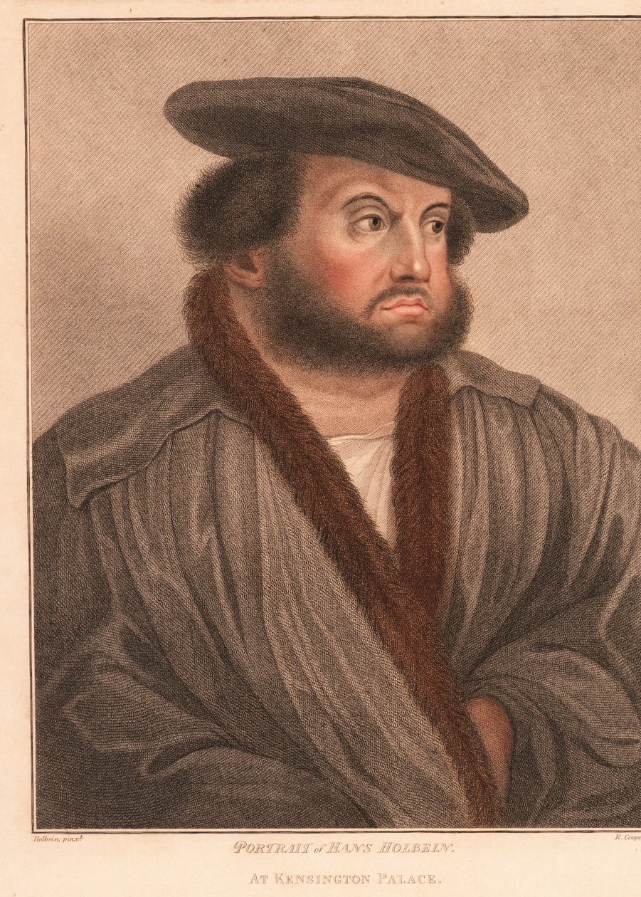 Self-portrait of the artist Hans Holbein at Kensington Palace (engraving) by Hans (after) Holbein the Younger