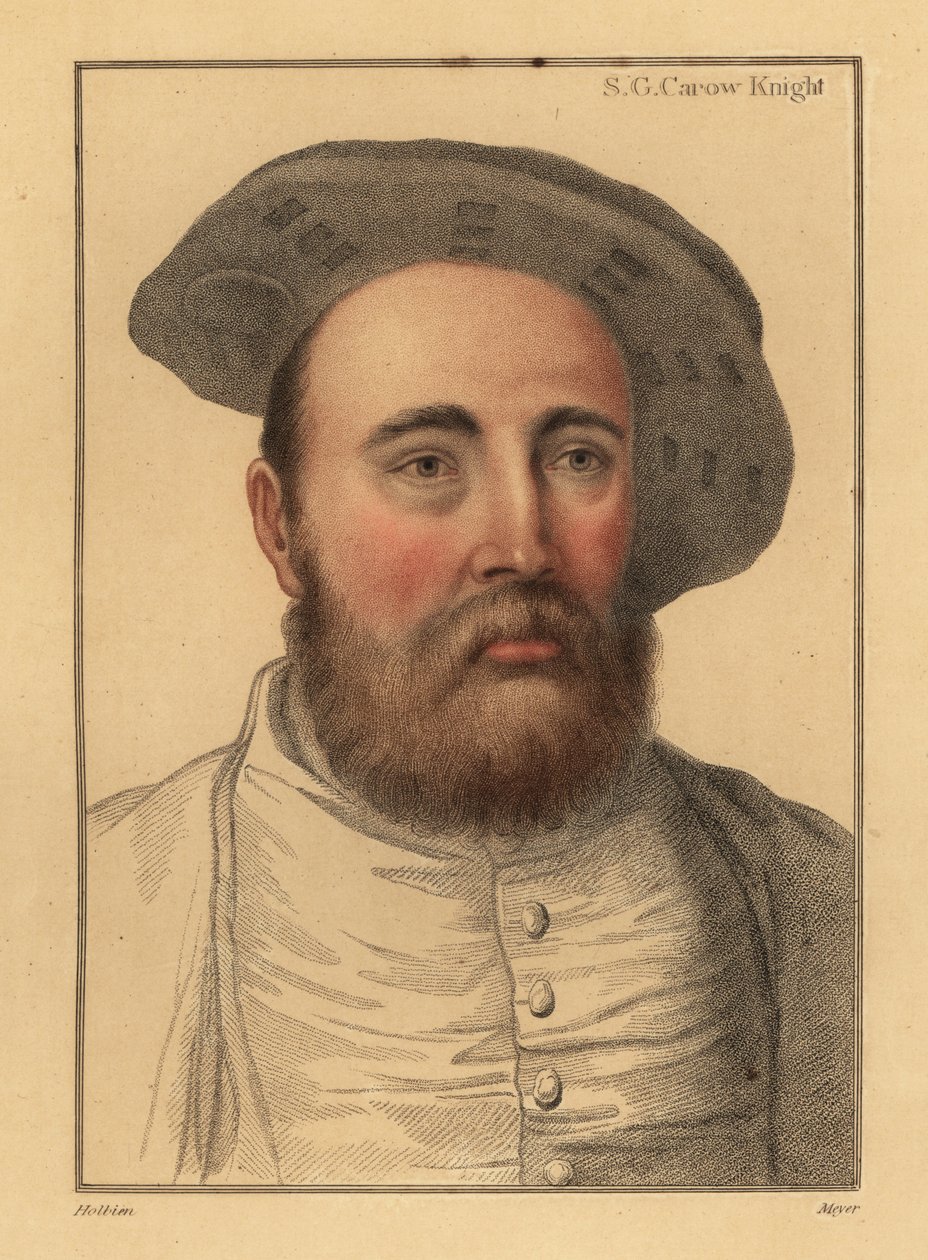 Sir George Carew, English soldier, admiral under Henry VIII (engraving) by Hans (after) Holbein the Younger