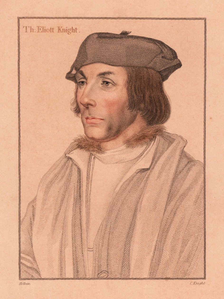 Sir Thomas Elyot, English diplomat and scholar (engraving) by Hans (after) Holbein the Younger