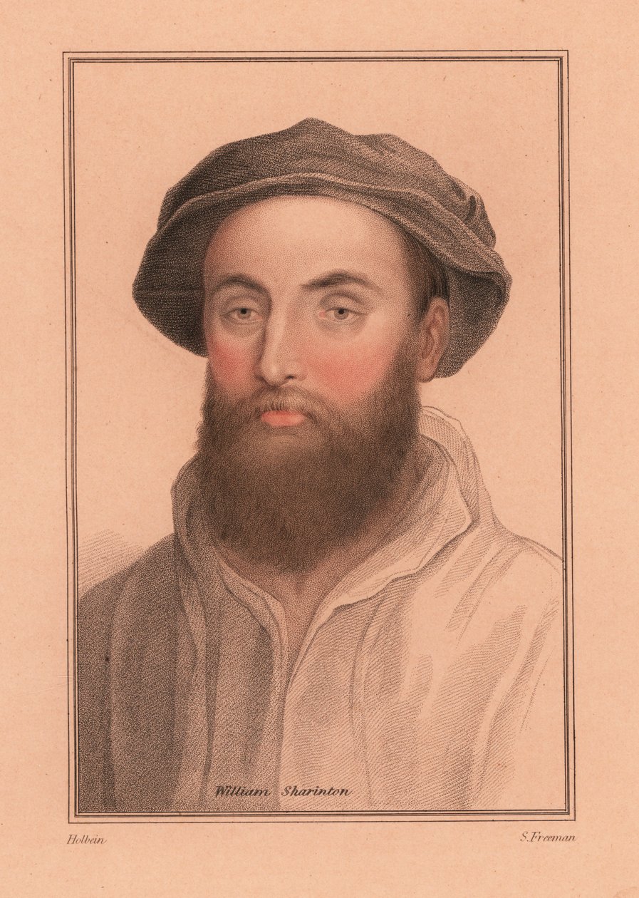 Sir William Sharington, English courtier to King Henry VIII (engraving) by Hans (after) Holbein the Younger