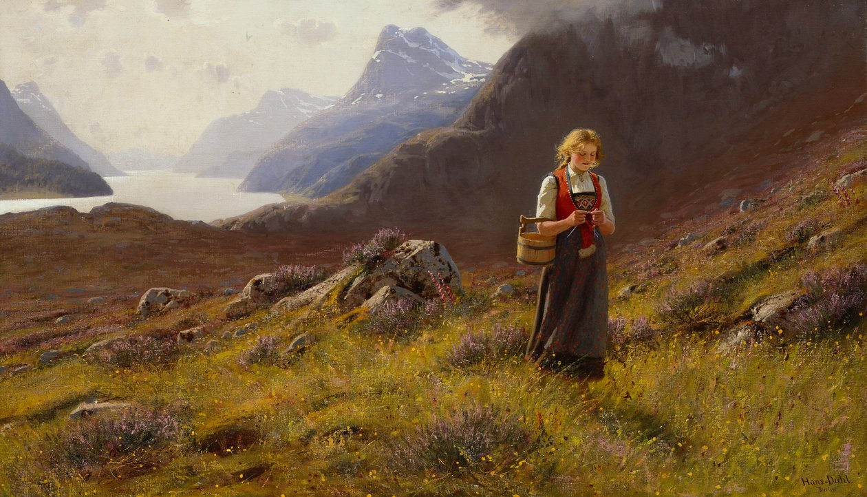 Knitting Dairymaid by Hans Andreas Dahl