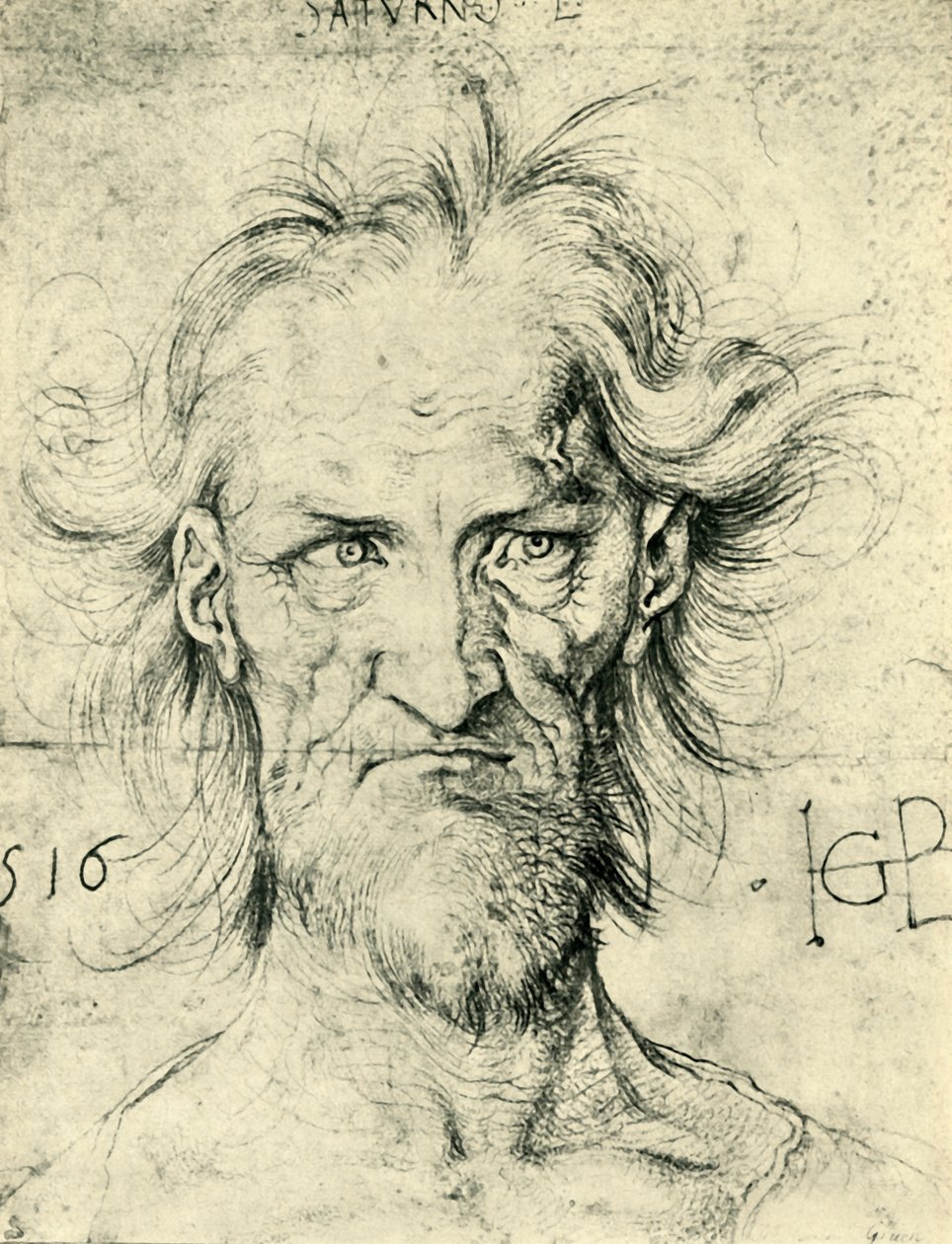 Head of a Bearded Old Man Saturn, 1516, 1943 by Hans Baldung