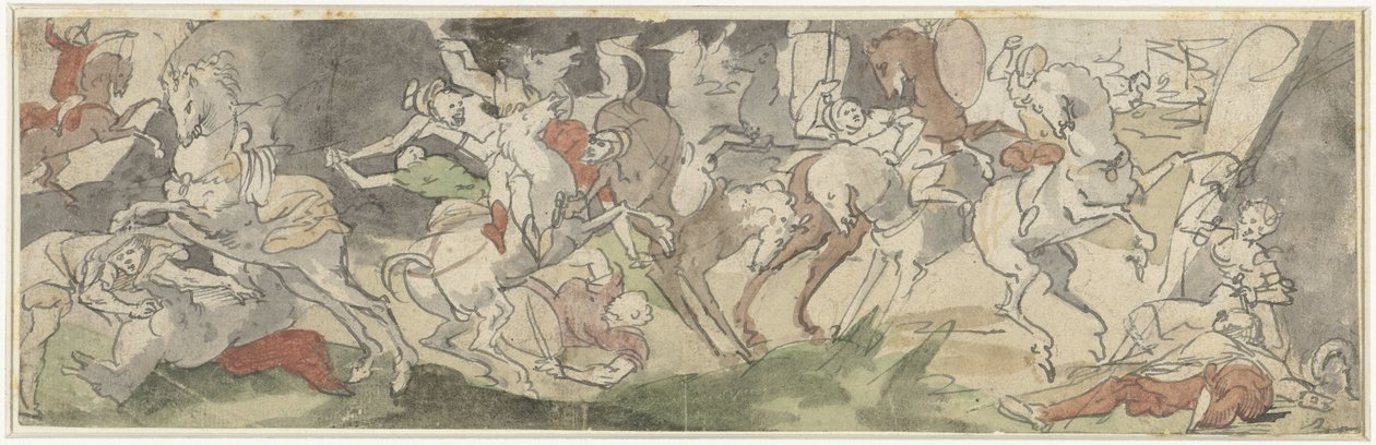 Battle Scene with Riders, Right Jael and Sisera by Hans Bock (der Jungere)