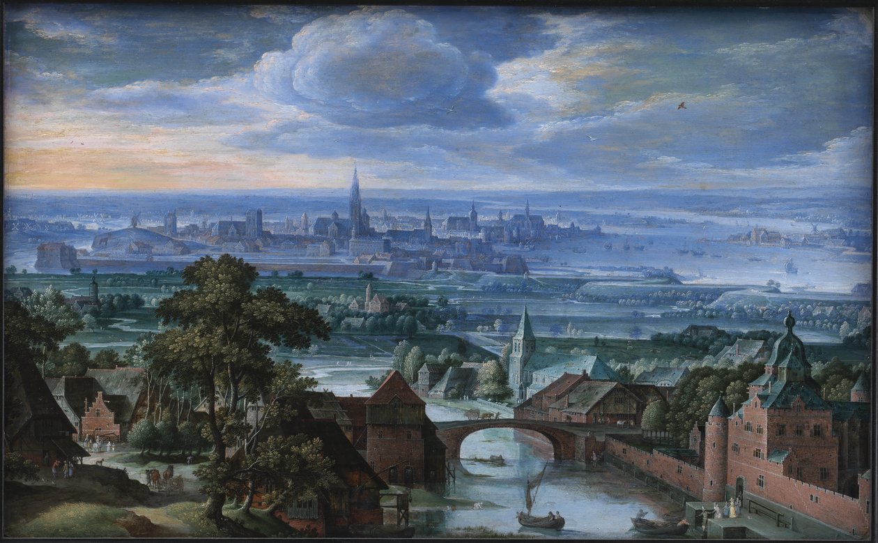 Landscape with a View of Antwerp by Hans Bol